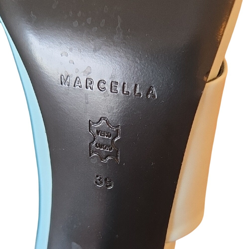 Marcella NYC Sky Powder Blue Mules Sandals Heels Size 8 Genuine Leather - Picture 5 of 9